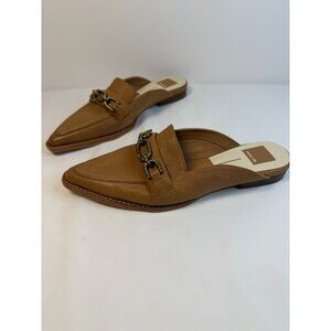 Dolce Vita Sidon Mules Womens Size 7M Brown Chain Hardware Pointed Toe Shoes